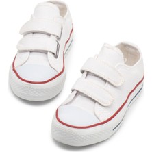 Tonny Black Çocuk Unisex Beyaz Rahat Kalıp Çift Bantlı Ayakkabı