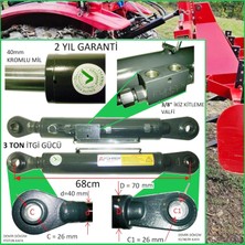 Führer 3 Ton - 68CM Traktör Ortakol Hidrolik Silider - 26MM Silindir Kafa, 3 Ton - 68CM Toplift Hydraulic Cylinder - 26MM Cylinder Head