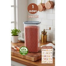 Grimor Life  1 Adet Depolama Erzak Bakliyat Saklama Kabı Çay Kahve Saklama Kutusu- 3160 ml