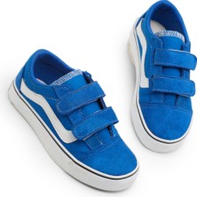 Tonny Black Çocuk Unisex Saks Kauçuk Taban Rahat Kalıp Çift Cırtlı Ayakkabı