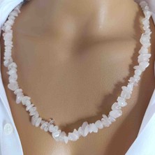 Mga Doğaltaş Pembe Kuvars Kırıktaş Kolye – Rose Quartz Doğal Taş – Aşk ve Sevgi Taşı – Çelik Uzatma Zincirli – 45-55 cm – Sertifikalı – Mdf Hediye Kutulu
