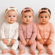 UmBaby 3’lü Kız Bebek Tulum Seti – Çok Renkli Pamuklu Çiçekli Lale Desen Özellikli Patiksiz