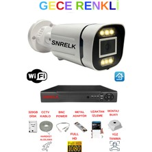 Snrelk Hama Gece Renkli 320GB Full HD Güvenlik Kamera Seti Beyaz Renkli Tüm Mekanlar İçin