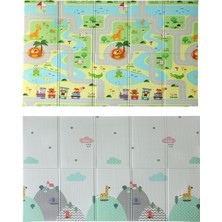 Coolmats Yeşil Parkur & Bulutlar Dağlar - Çift Taraflı Katlanabilir Oyun Matı