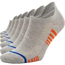 Sonnors 6 Çift Çizgili Sneaker Gri Kadın Erkek Pamuklu Spor Çorap