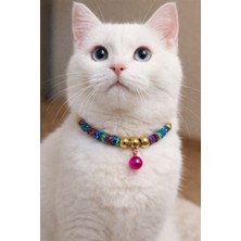 PHENORA Çıngıraklı Renkli Boncuk Tasarımlı Şık Kedi Tasması - Kolyesi