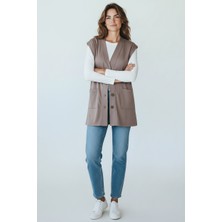 Ece Giyim Penye Düğmeli Kısa Anne Yelek