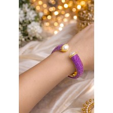 Reborn Design Gold Renk Zirkon Taşlı Mor Helen Bileklik