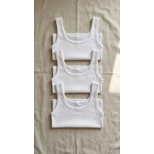 Underwear Bodyway 3'lü Siyah Fitilli Yarım Atlet Crop Seti - Pamuklu Kalın Askılı Esnek Sporcu Büstiyer Paketi