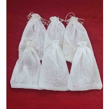 Fnt Ince Ip Çizgili Desen Tül Kese 11*16 cm Ebatında 25 Adet Hediyelik Bohçalık Çeyizlik