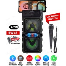 Gunkes Outdoor Parti Hoparlörü Bluetooth Hoparlör 3 Inç × 2 Kablosuz Speaker Ses Bombası Radyo-Usb-Tf Giriş