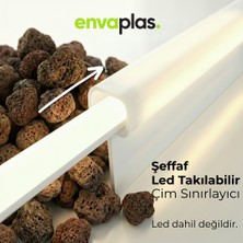 Envaplas Pratik Garden Şeffaf Esnek LED Takılabilir Esnek Çim Sınırlayıcı 10 mt Çim Taş Toprak Ayırıcı Çim