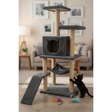 Missidea S9 Kedi Tırmalama Kulesi Platformlu 124 cm Antrasit