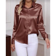 Pazarcan Kadın Uzun Kollu Saten Gömlek