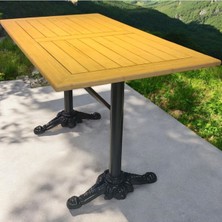 Mobilyacın Cafe Masa Bambu Ahşap Yemek Masası 120 x 70 Aslan Ayak