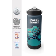 Coral High Nefti Gamer Desenli Katlanır Ağızlıklı Çelik Termos 650 ml 38388