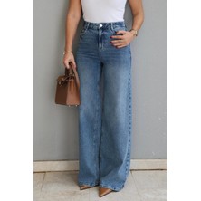 Purple By Banu Mavi Yıkamalı Wide Leg Jean