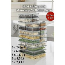 Effe Home 25 Parça 5 Boy Multi Saklama Kabı Seti Difrize ve Microdalgaya Uygun