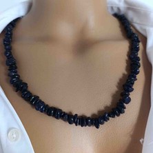 Mga Doğaltaş Siyah Oniks Taşı Kırıktaş Kolye – Black Onyx Doğal Taş – Güç ve Koruma Taşı – Çelik Uzatma Zincirli – 45-55 cm – Sertifikalı – Mdf Hediye Kutulu