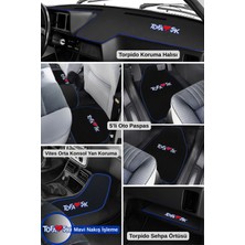 Tusba Market Tofaş Şahin Doğan Kartal 5 Parça Oto Halı Paspas + Torpido & Konsol Koruma Seti Mavi Kenar Nakışlı