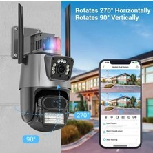 SmartVision Wi-fi Ptz Kamera 6 Megapixel Ultra Hd Çift Kameralı Dış Cephe Alarmlı Kablosuz Güvenlik Kamera Sistem