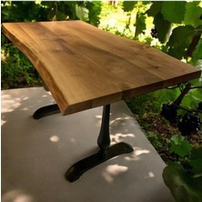 Mobilyacın Cafe Masa Ahşap Kütük Masa Damla Ayak 160X80