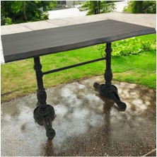 Mobilyacın Cafe Masa Köknar Kütük Masa Siyah Aslan Ayak 120X70