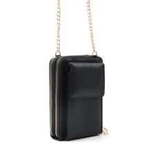 SHAKA Siyah SHK312 Suni Deri 4 Bölmeli,zincirli ,telefonluk ve Omuz Çantası