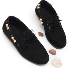 Tonny Black Kadın Siyah Rahat Kalıp Boncuk Detaylı Günlük Babet