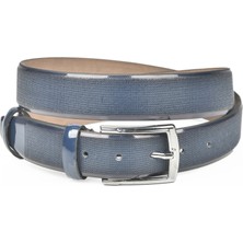 Rizzup Lacivert Erkek Nokta Desenli 3,5 cm Rugan Klasik Suni Deri Erkek Kemer 2104486