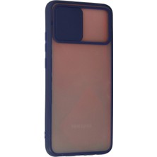 Newface Samsung Galaxy A02S Kılıf Palm Buzlu Kamera Sürgülü Silikon - Lacivert