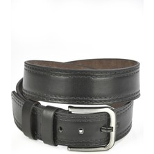 Rizzup Erkek Siyah 4,5 cm Eninde Yanları Dikiş Desenli Suni Deri Spor Kemer 2402606