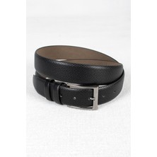 Rizzup Erkek Siyah Desenli Klasik Kemer 3,5 cm Suni Deri Kemer 2000006