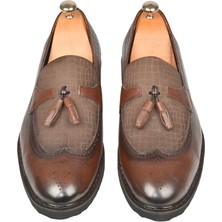 Rizzup Erkek Kahve Rizzup Lazer Işlemeli Püsküllü Yüksek Ortopedik Taban Orjinal Deri Ayakkabı 2509981