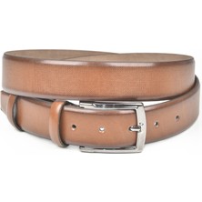 Rizzup Erkek Kahve 3,5 cm Lazer Işlemeli Klasik Suni Deri Kemer 2402628