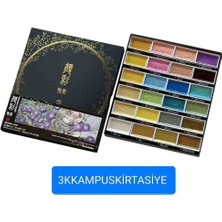 Zig Gansai Tambi Tablet Suluboya 24 Renkli Takım Metalik Koyu Renkler