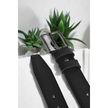 Rizzup Erkek Siyah %100 Hakiki Deri 3,5 cm Klasik Kemer Kumaş Pantolon Kemeri 2502636
