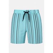 Rizzup Erkek Mavi Çizgili Hızlı Kuruyan Micro Kumaş File Astarlı Deniz Şortu 2403011