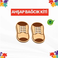 Eding Çocuklar Için Ahşap Ayakkabı Bağlama Boyama Bağcık Kiti Montessori Çocuk Gelişim El Sanatları