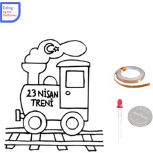 Eding Mini Proje 23 Nisan Çocuk Bayramı Tren Boyama Kağıt Devre Kiti -Stem, Bakır Folyo Iletken Bant LED
