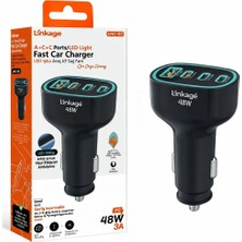 Gunkes Linkage Pd 48W 3A 12-24V 2xusb-C + 1xusb-A Çıkışlı LED Işıklı Araç Içi Hızlı Şarj Aleti