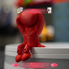 Oturan Boks Eldiveni Tasarımlı Figür | Kırmızı | Masa Üstü & Ofis Dekoru