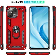 Newface Xiaomi Mi 11 Lite Kılıf Sofya Yüzüklü Silikon Kapak - Kırmızı