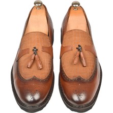 Rizzup Erkek Taba Rizzup Lazer Işlemeli Püsküllü Yüksek Ortopedik Taban Orjinal Deri Ayakkabı 2509981