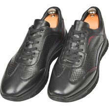 Rizzup Erkek Siyah Desenli Bağcıklı Yüksek Taban Deri Spor Ayakkabı Casual Sneaker 2509994