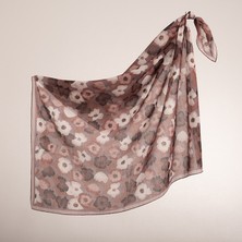 Piramit Naturel Eşarp | Çiçek Baskı