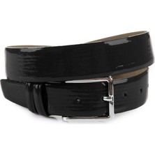 Rizzup Erkek Siyah Klasik Rugan Kemer 3,5 cm Suni Deri Erkek Kemer 1701351