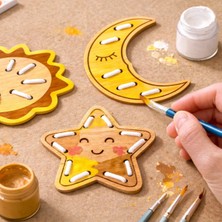 Eding Çocuklar Için Ahşap Gezegenler Güneş Yıldız ve Ay Boyama Bağcık Kiti Kiti Montessori Çocuk Gelişim