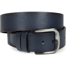 Rizzup Erkek Lacivert Nokta Desenli 4,5 cm Kemer Tokalı Erkek Suni Deri Kemer 2305574