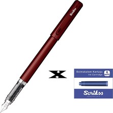 Scrikss Prımeo Dolma Kalem M Uç Bordo & 6'lı Mavi Kartuş